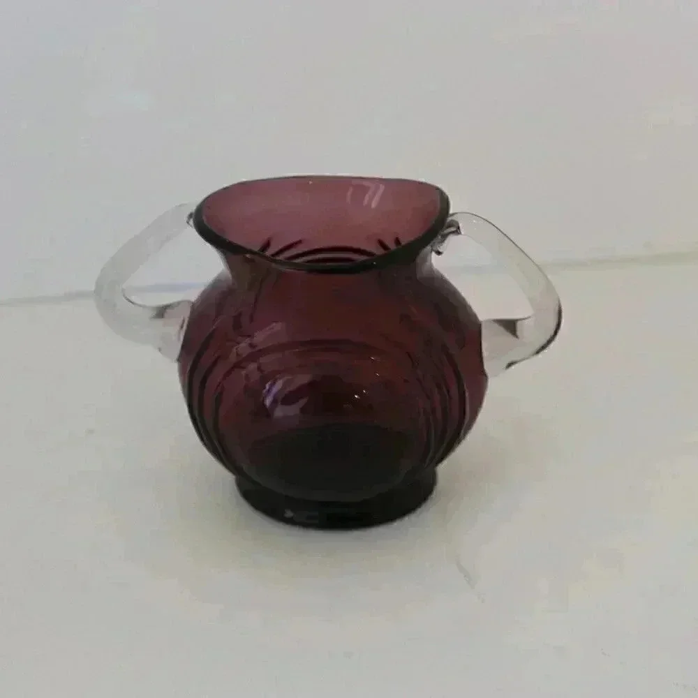 Vtg Antique 1930s Cambridge Amethyst In Nautilus Glass Small Sugar Bowl